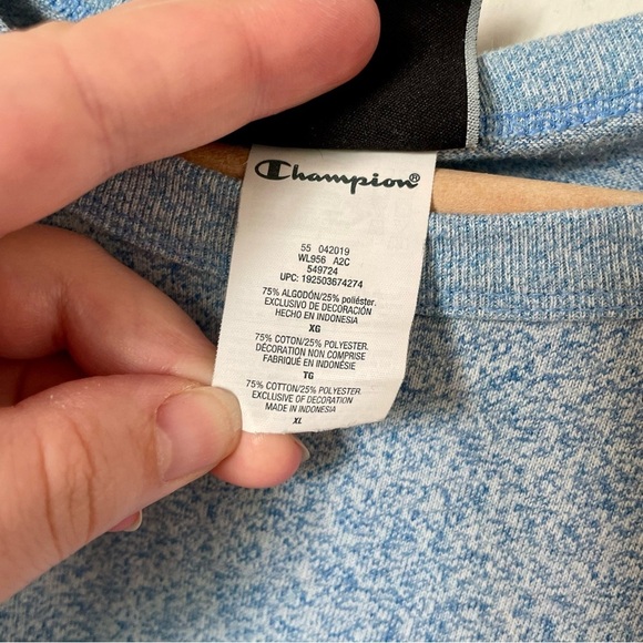 Champion Women's Cropped Tee T Shirt Cotton Size Extra Large Light Blue - Picture 4 of 5